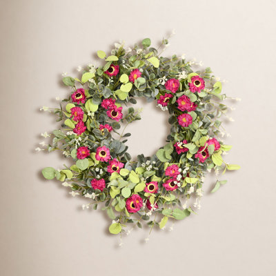 26" Handcrafted Eucalyptus Daisy No Holiday Wreath