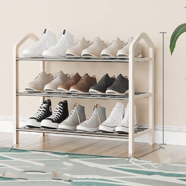 Mainstays 4-Tier Shoe Rack, White with Steel Shelves 