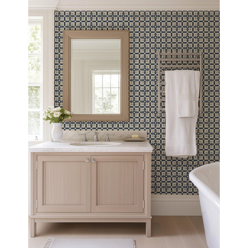 Piazza - Wallpaper, Blue; Beige, Paper, Non-Pasted