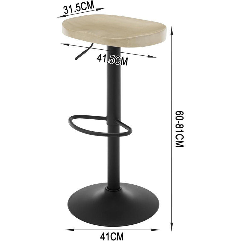 Planas Adjustable Height Counter Stool with Metal Frame, Light wood look