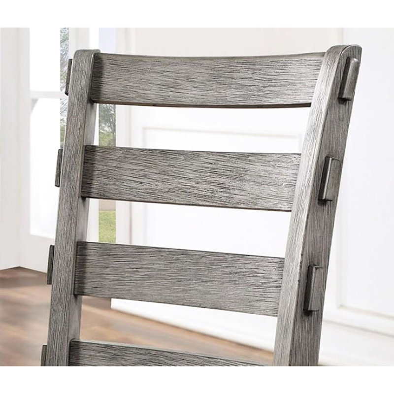 Chaises de salle à manger 2 pièces à dossier gris en tissu de style rustique gris