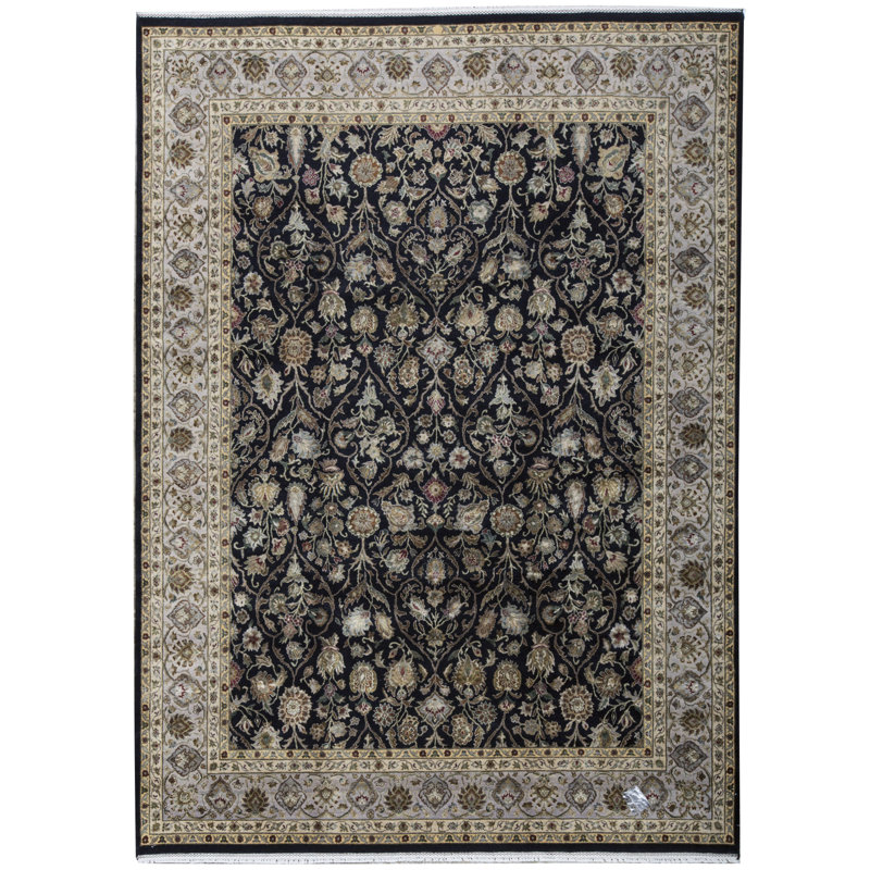Tapis noir de haute qualité noué à la main