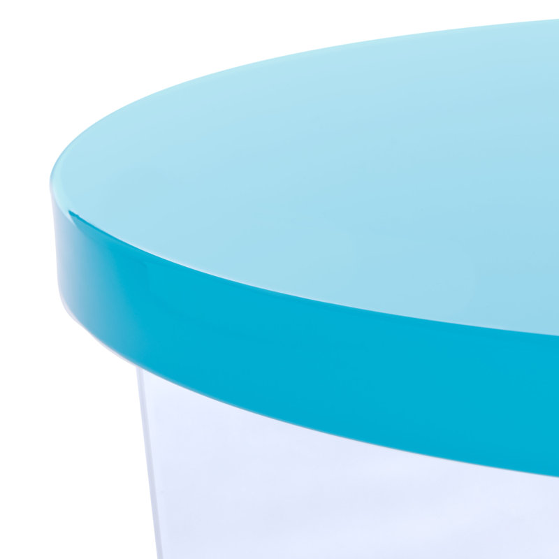 Edwards Turquoise Round Acrylic Accent Table with Clear Base