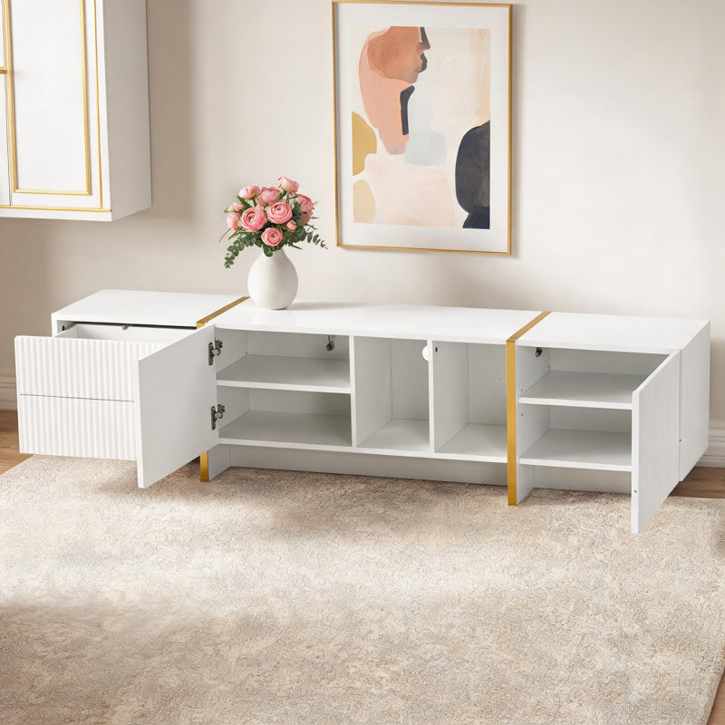 Unfinished TV Stand for TVs up to 85" with Fireplace Included