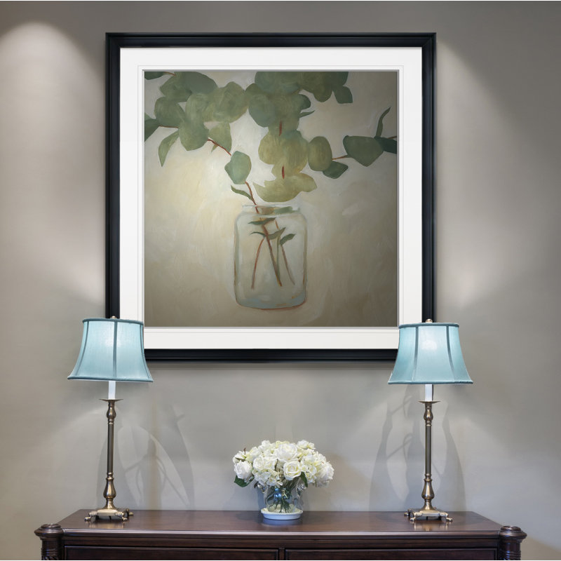 « greens still life ii », peinture, H 24 po x l 24 po x P 1,5 po, Cadre noir