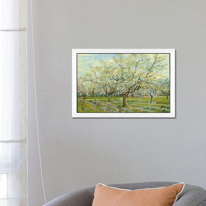 The White Orchard by Vincent Van Gogh - Painting on Canvas, White Framed, 66.04 cm H x 45.72 cm W