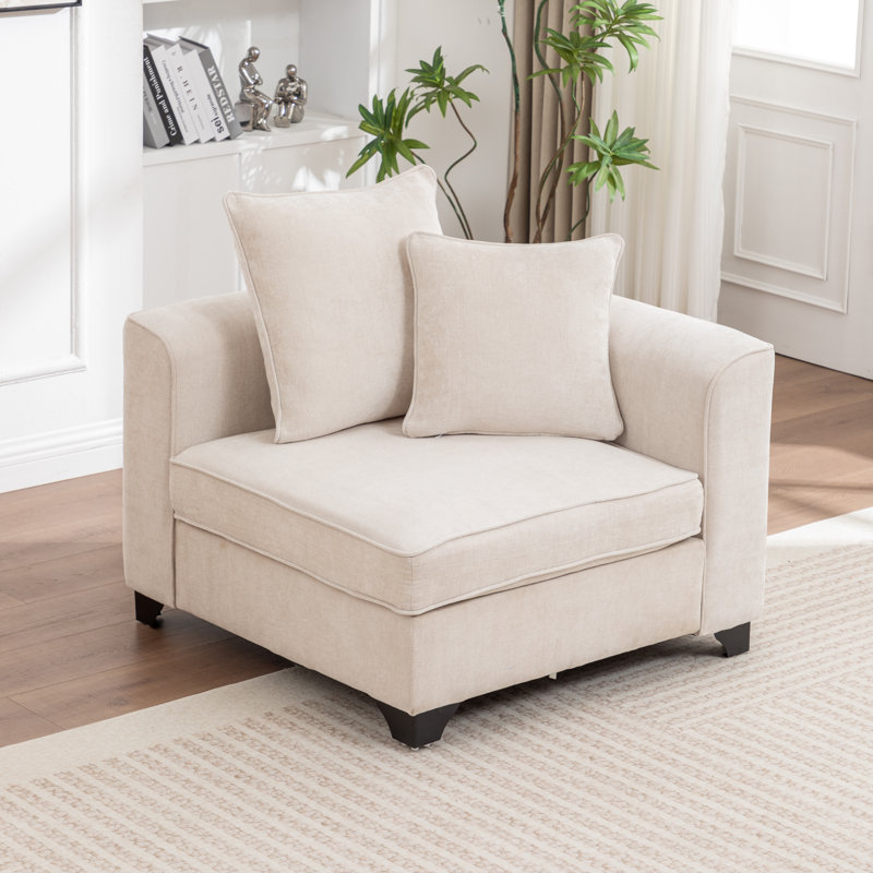 Fauteuil d'angle rembourré pour canapé modulaire Bennett, Beige