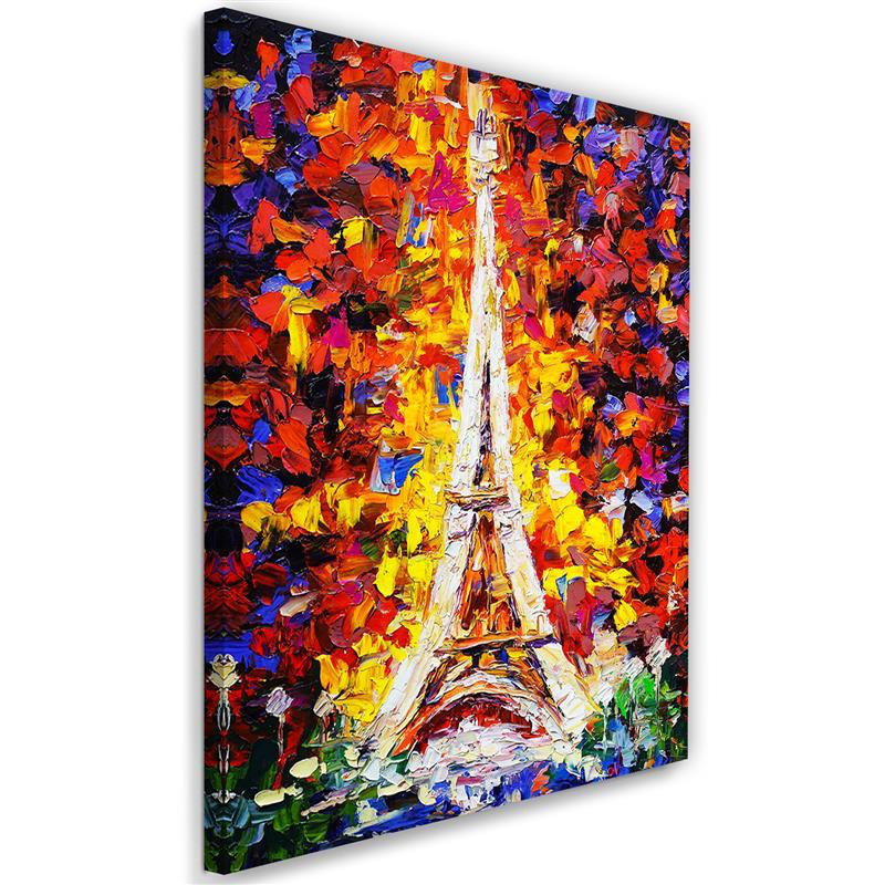 Picture, Eiffel Tower Abstract As If Painted - No Frame Print on Canvas, 90cm H x 60cm W