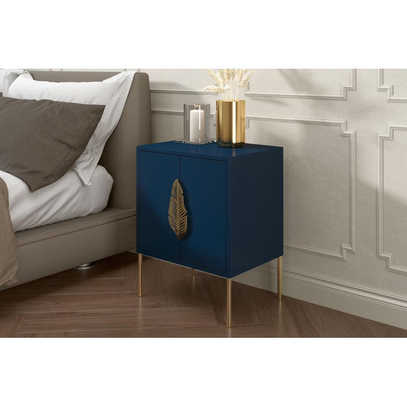 Phillipsburg 54cm W Manufactured Wood Bedside Table, Navy Blue