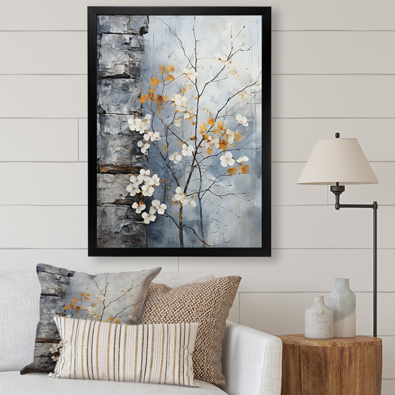 «Minimalist Granite Grape Leaves II», reproduction sur toile encadrée, Cadre simple noir, H 44 po x l 34 po x P 1,5 po