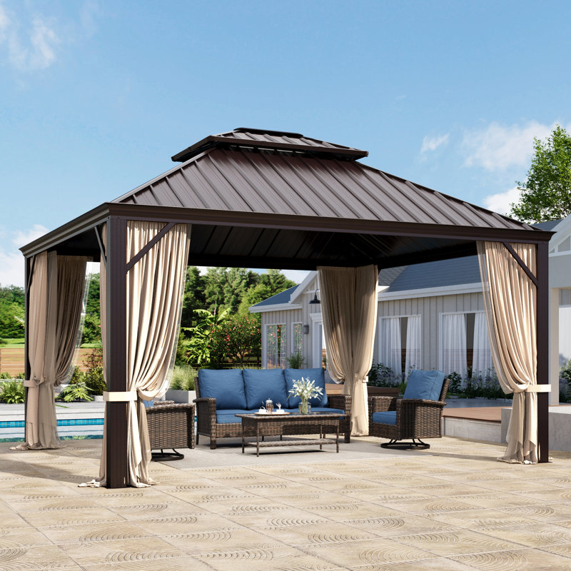 12x14 Hardtop Double-roofed Aluminum Patio Gazebo
