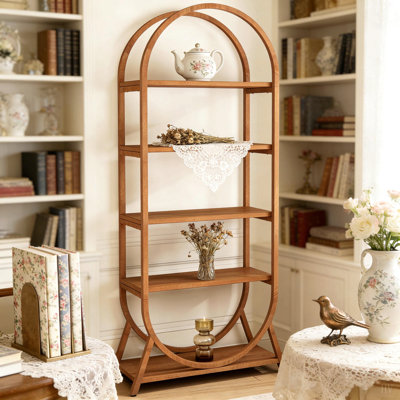Versatile Display Rack,5-Tier Bookshelf,Compact Arched Bookcase