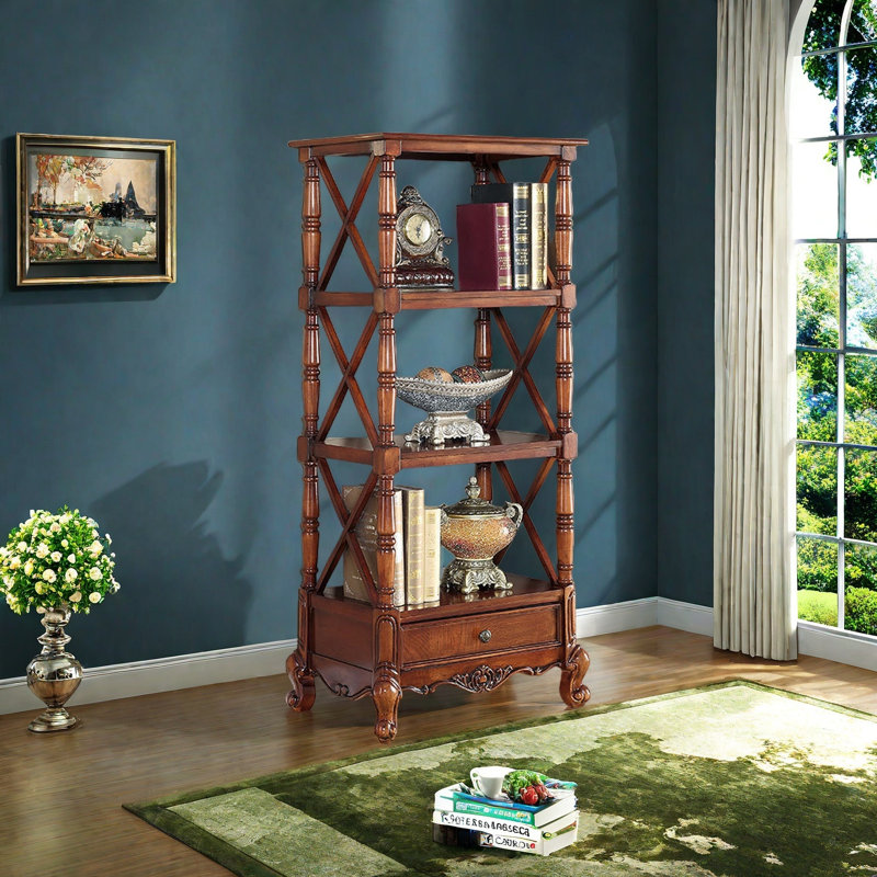 Une bibliothèque au charme classique, (3 tablettes) H 57 po x l 31,4 po x P 15,7 po, Brun