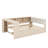 Space-Saving Platform Bed with Storage Shelves, Trundle, and Built-in Charging Station, Upholstered Headboard for Bedroom-1045058779