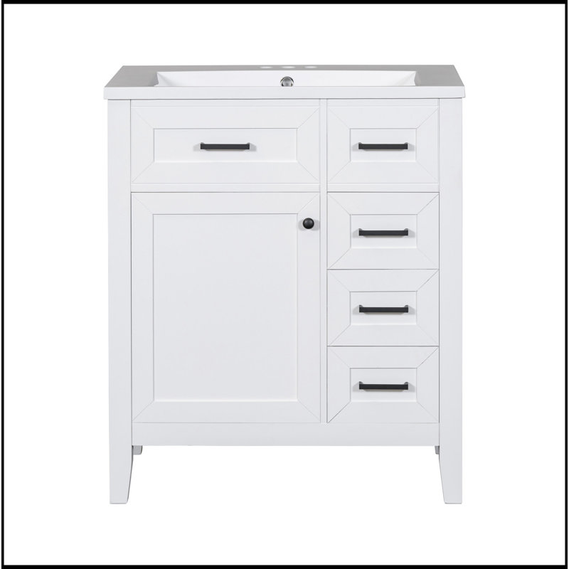 Ensemble de meuble-lavabo avec lavabo 30 po, armoire de salle de bain verte avec tiroirs, structure solide et panneau de fibres à densité moyenne