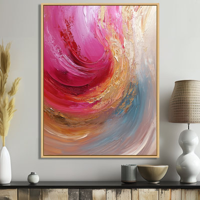 «Gold and Pink Ocean Ink Harmony I», reproduction d'art sur toile