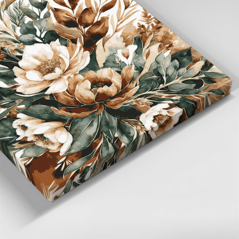 "Watercolor Floral 84", art mural sur toile grise, H 8 po x l 8 po