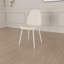 Ensemble de 4 chaises de salle à manger, chaises d'appoint modernes avec siège rembourré en tissu de lin, chaise de cuisine en forme de cuillère avec pieds en métal blancs pour la salle à manger (beige)
