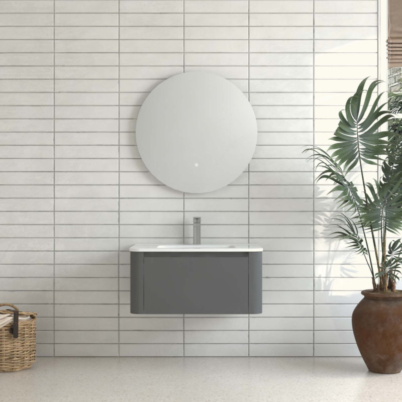 Meuble-lavabo mural avec lavabo flottant et tiroir en céramique, 30"