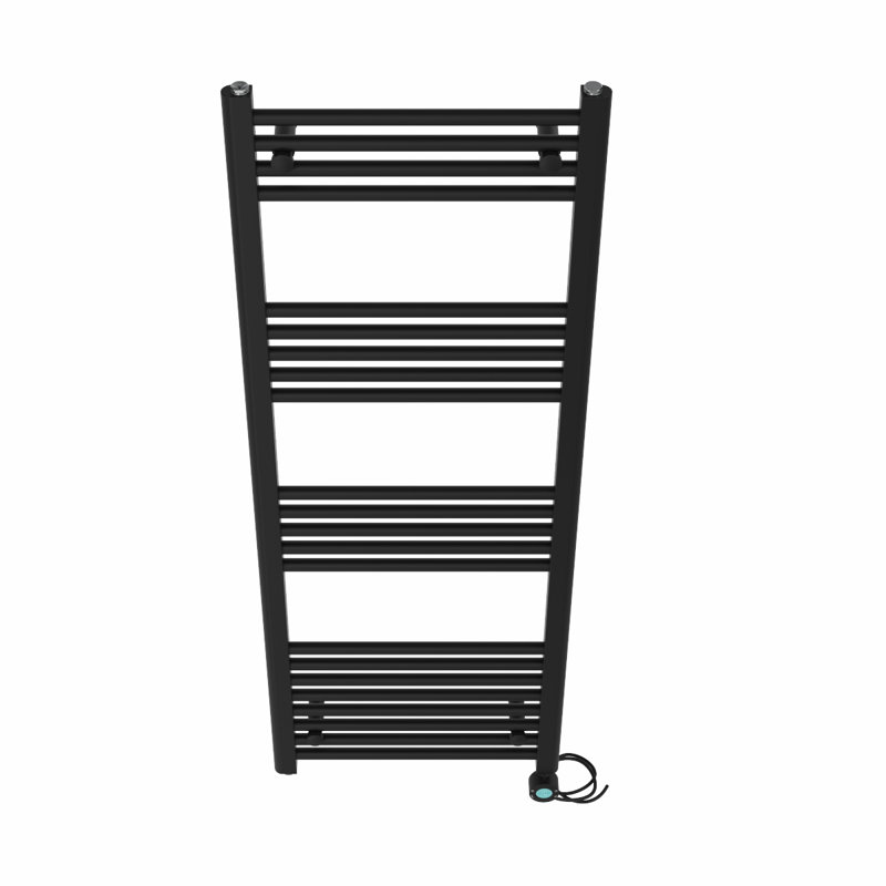 Shannen Straight Towel Rail Heated Towel Rails, Black, 140cm H x 50cm W x 3cm D