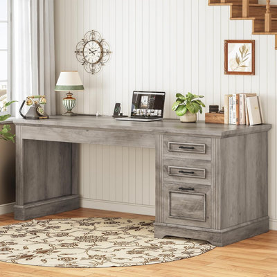 Drianna Computer Desk with Built-In Electrical Outlet
