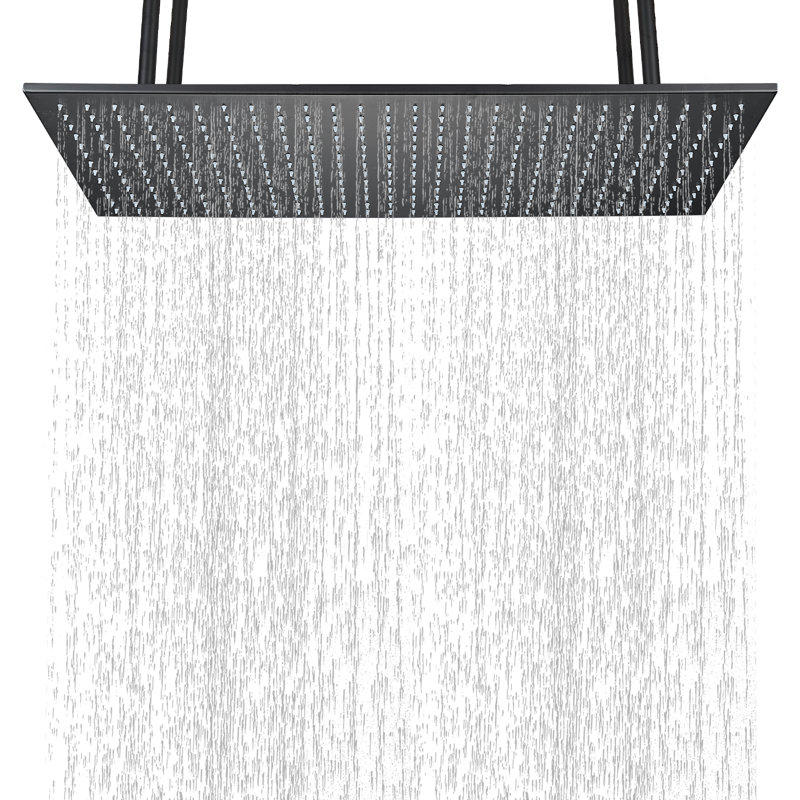 Pomme de douche à jet de pluie luxueuse 16 po x 32 po, Matte Black