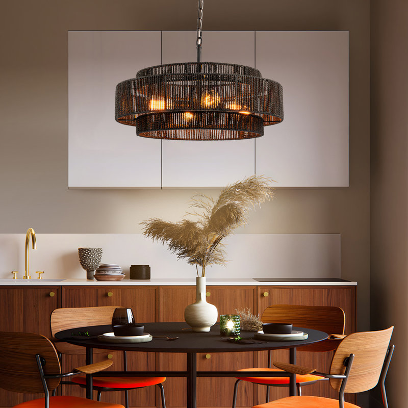 Luebbert 4 - Light Dimmable Drum Chandelier, Black