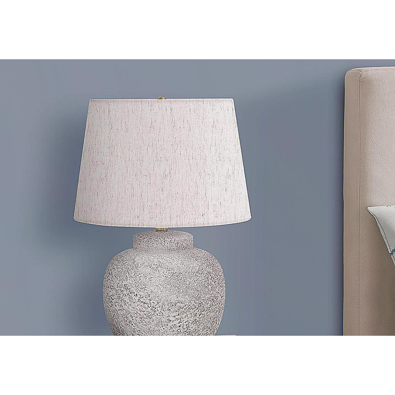 Lighting, 22 po, lampe de table, béton crème, abat-jour ivoire / crème, moderne