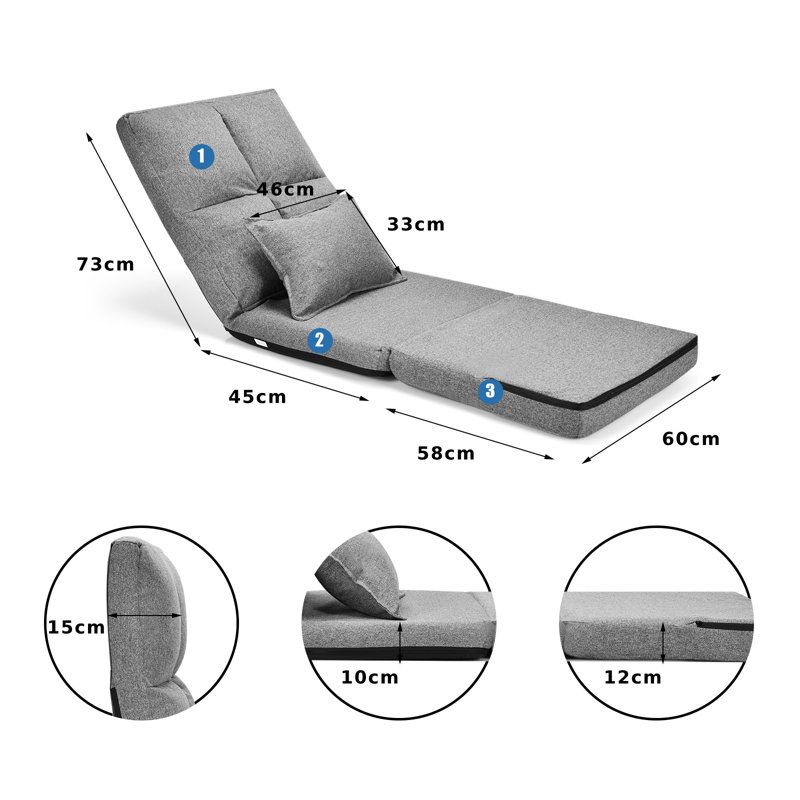 Alanis Twin 103cm Velvet Futon Chair, Grey Velvet