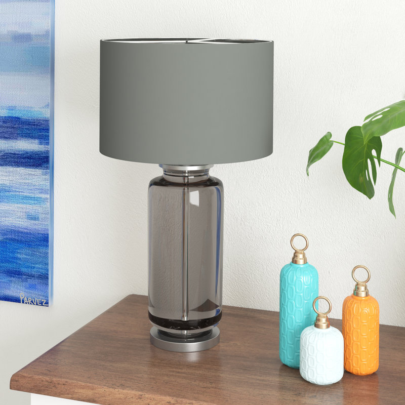 Beccles Glass Table Lamp, Grey