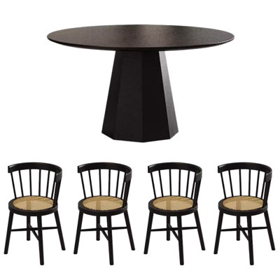 4 - Person Solid Wood Top Pedestal Dining Set