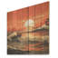 Tangerine Skies Ocean Waves II - Coucher de soleil côtier sur bois-1423796922
