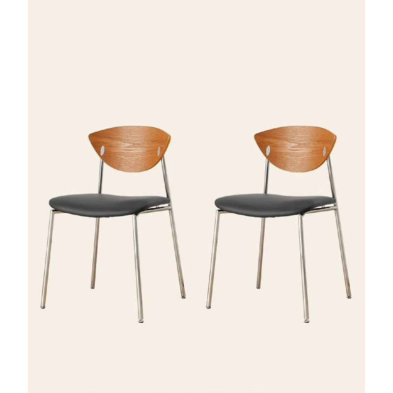 Chaise à dossier simple en bois massif pour petit appartement, Noir