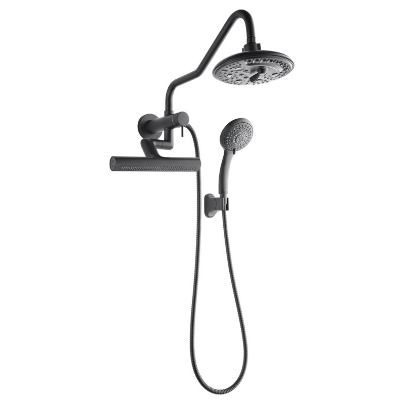 FORNO ACQUA AcquaFALL Mini 8 Inch Shower Head, Matte Black Finish, Overhead Rainfall Shower, Handheld Shower Head, Body Jets, 2.5 GPM Flow Rate