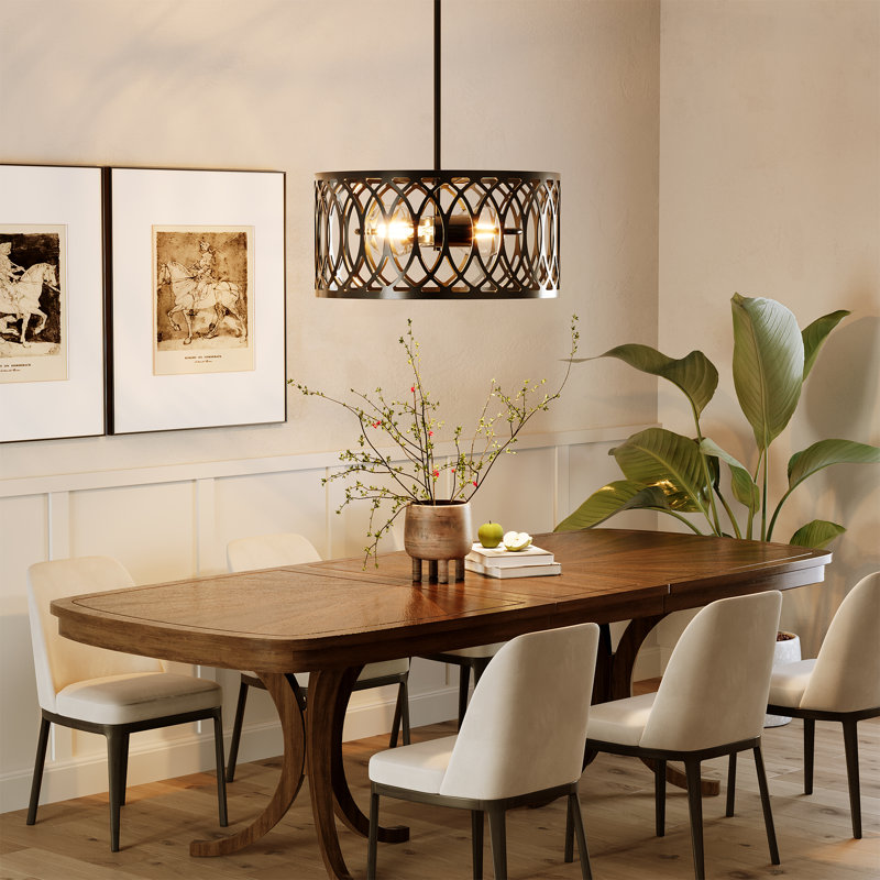 Lustre cylindrique moderne 13 "à 2 lumières à intensité variable avec hauteur réglable, Noir mat