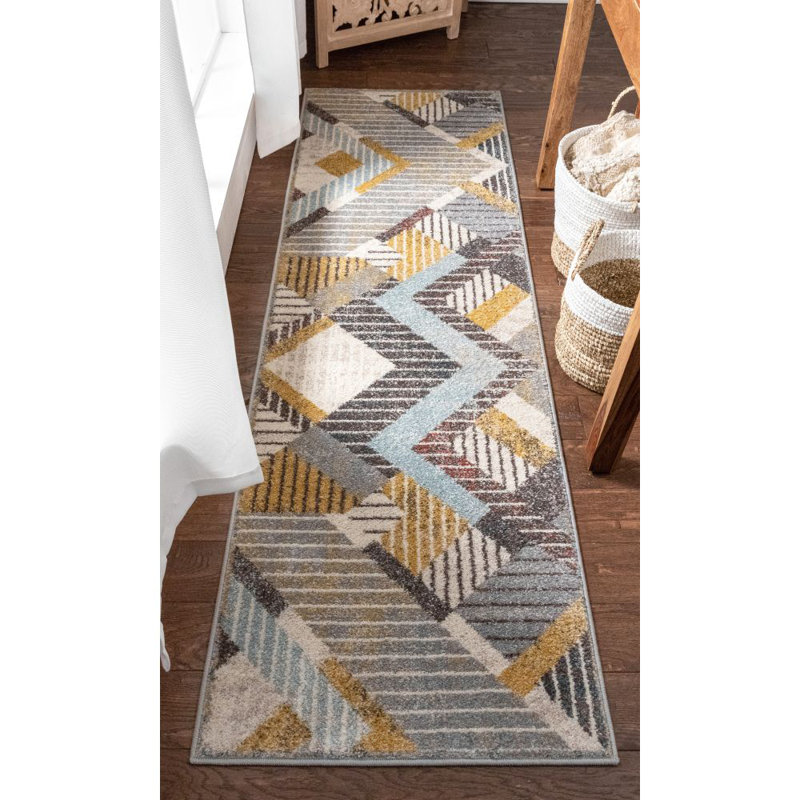Sydney Geometric Synthetic Area Rug, Runner 67 x 220cm