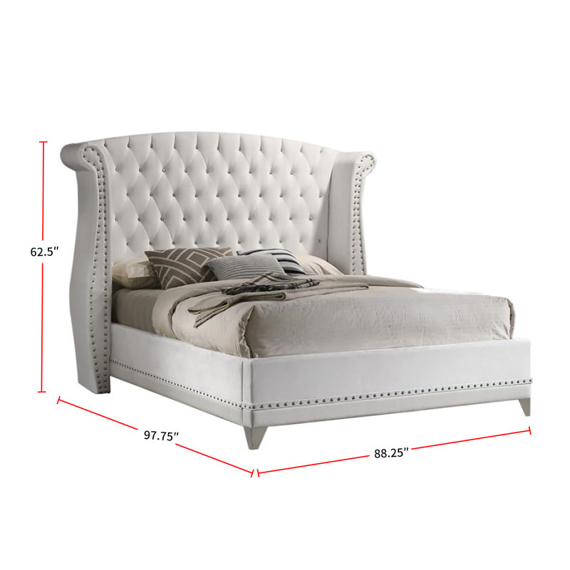 McManus Upholstered Wingback Bed, King, White