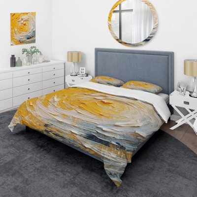 Yellow Cream Spiral Harmony Microfiber / Polyester Duvet Cover SetMicrofiber / Polyester Duvet Cover Set