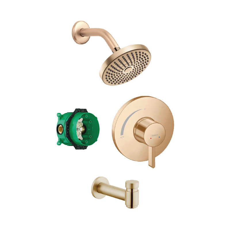 Ensemble de baignoire / douche à pression équilibrée avec iBox hansgrohe Croma Select S, 2,5 gallons par minute, en bronze brossé