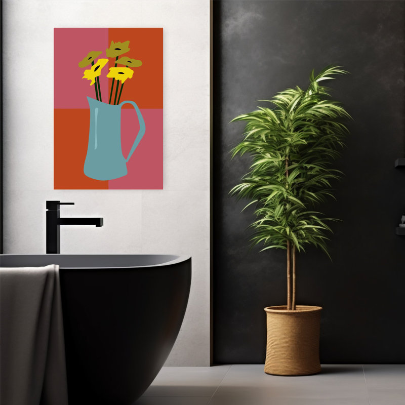 Art contemporain contemporain rétro fleur rétro, H 24 po x l 16 po