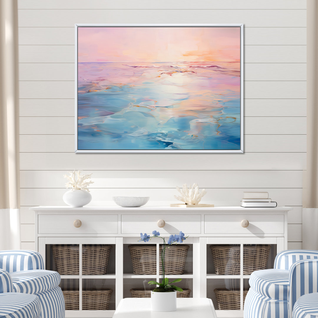 Pink And Blue Pastel Sunset - Coastal Waves Wall Art Wrought Studio™ 
