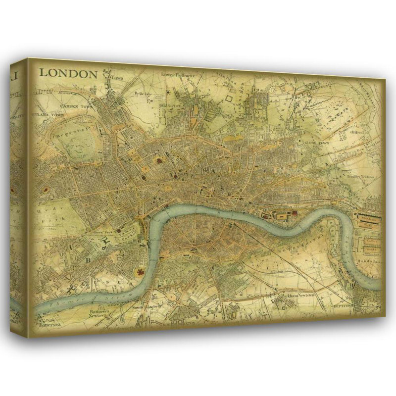 Art sur toile tendue par Williston Forge Vision Studio Gallery: Map of London, H 36 po x l 45 po