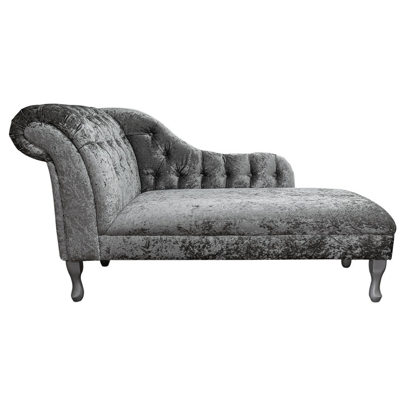 Upholstered Chaise Lounge, Grey, Black