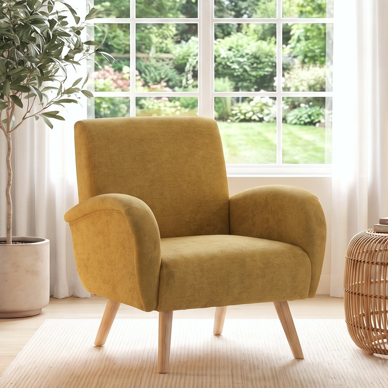 Chittum Modern Upholstered Accent Chair Armchair Fabric Reading Living Room Side Chair Rew, Geib