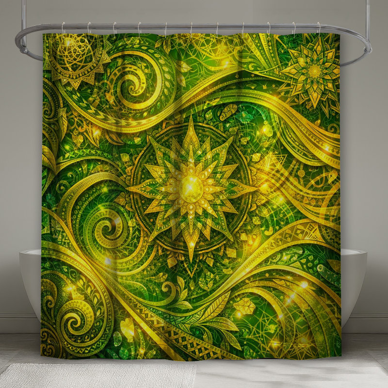 Intricate Mandala Art Shower Curtains Extra Long, 70in W x 93in H