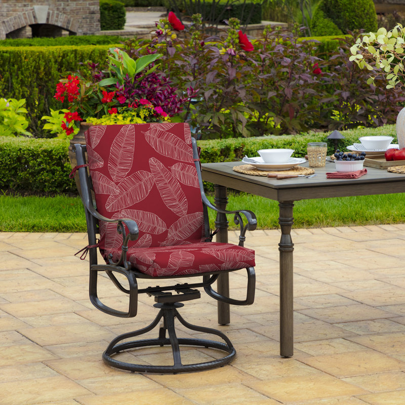 Coussin de chaise longue d'extérieur ARDEN, H 3,5 po x l 20 po x P 20 po, Rouge / blanc