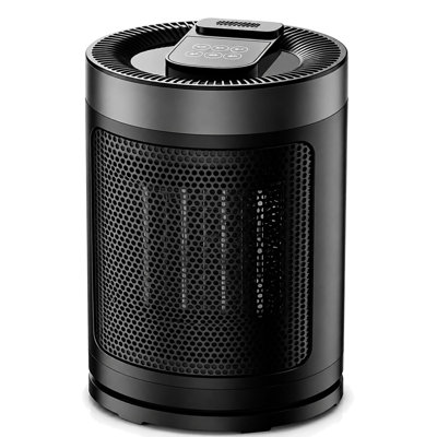 Chaufferette d'intérieur en céramique 1500W PTC, thermostat réglable, minuterie, 5 modes de fonctionnement et 4 niveaux de chaleur avec protection contre le basculement et la surchauffe