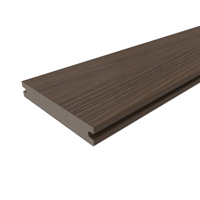 Sample-Magellan Plus 0.88 in. x 5.43 in. x 8 ft. Rustic and Wood Grain Brazilian Ipe Grooved Composite Decking Board