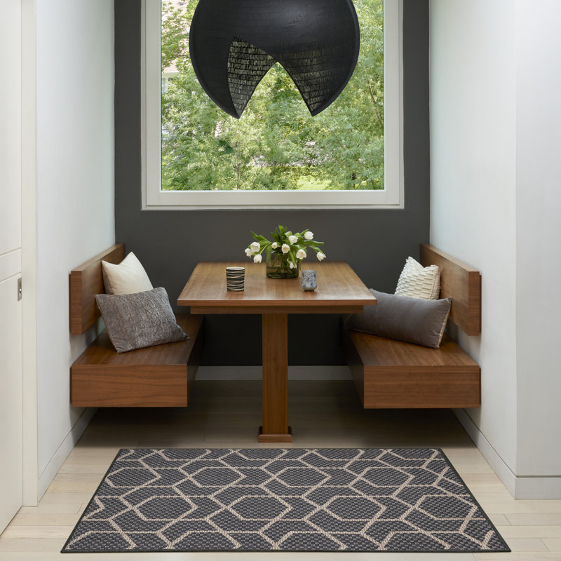 Reidy Modern Indoor/Outdoor Rug, Rectangle 3' x 5', Charcoal