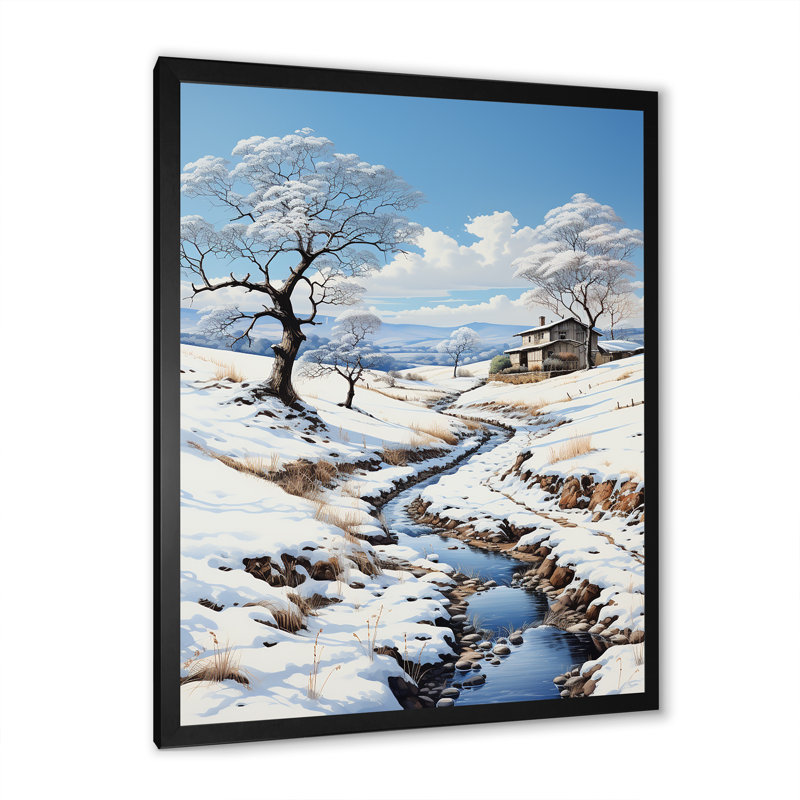 Snow Winters River Solitude I - impression, Cadre photo noir, H 20 po x l 12 po x P 1 po